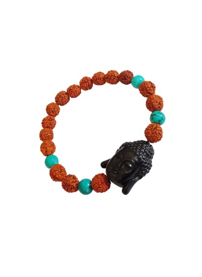 Buddha Turquoise stone Rudraksha Beads Bracelet By Menjewell